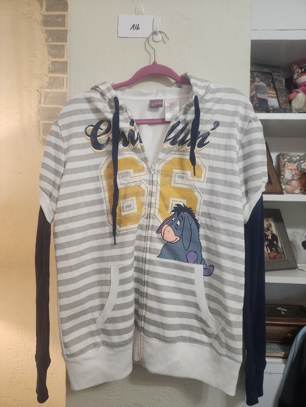 Disney Eeyore Zip-Up Hoodie Jacket - White, Gray & Navy